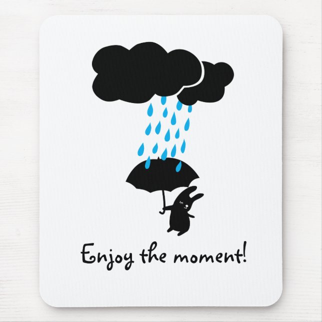 Alfombrilla De Ratón Conejo en la lluvia (Frente)