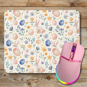 Alfombrilla De Ratón Conejo Flores Huevos Pastel Acuarela Atemporal