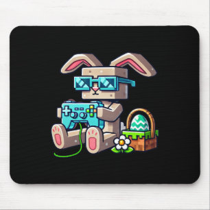 Alfombrilla De Ratón Conejo Gamer Pixel Pascua Para Niños Adolescentes 