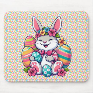 Alfombrilla De Ratón Conejo hawaiano/tropical de Pascua lindo y colorid