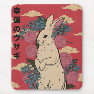 Alfombrilla De Ratón Conejo japonés afortunado