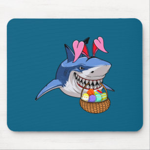 Alfombrilla De Ratón Conejo Tiburón Feliz Pascua Con Cesta De Pascua Ch