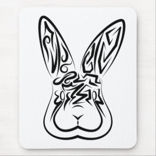 Alfombrilla De Ratón Conejo tribal blanco y negro
