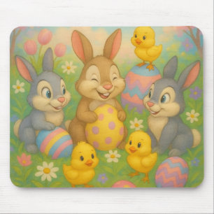 Alfombrilla De Ratón Conejo vintage/Huevo de Pascua/Primavera