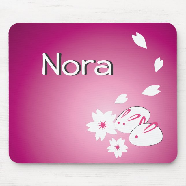 Alfombrilla De Ratón Conejos de nieve y sakura japoneses en personaliza (Frente)