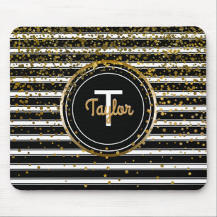 Alfombrilla De Ratón Confeti elegante blanco y negro del encanto del