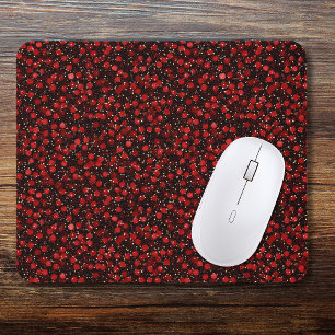 Alfombrilla De Ratón Confeti Rojo Elegante sobre Estilo de Brillo Negro