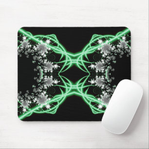 Alfombrilla De Ratón Confusión   Arte fractal verde y blanco