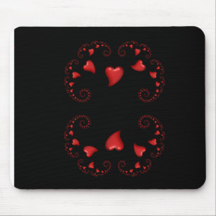 Alfombrilla De Ratón Conjunto de Julia Fractal con Corazones Rojos