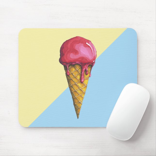 Alfombrilla De Ratón Cono de helado de fresa (Con ratón)