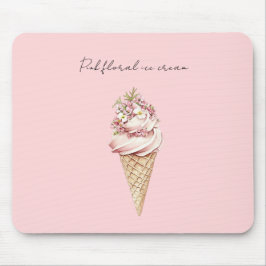 Alfombrilla De Ratón Cono de helado floral rosa