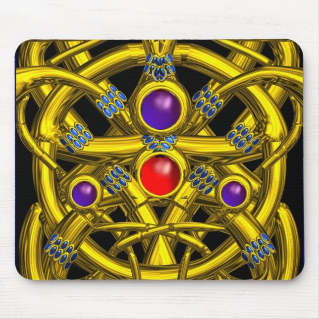 ALFOMBRILLA DE RATÓN CONOCIMIENTOS CELÁTICOS DE ORO ABSTRACTO CON GEMST (Frente)