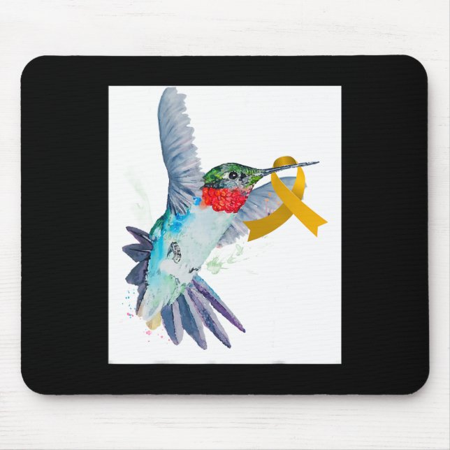 Alfombrilla De Ratón Consciente del cáncer infantil Hummingbird y Gold  (Frente)
