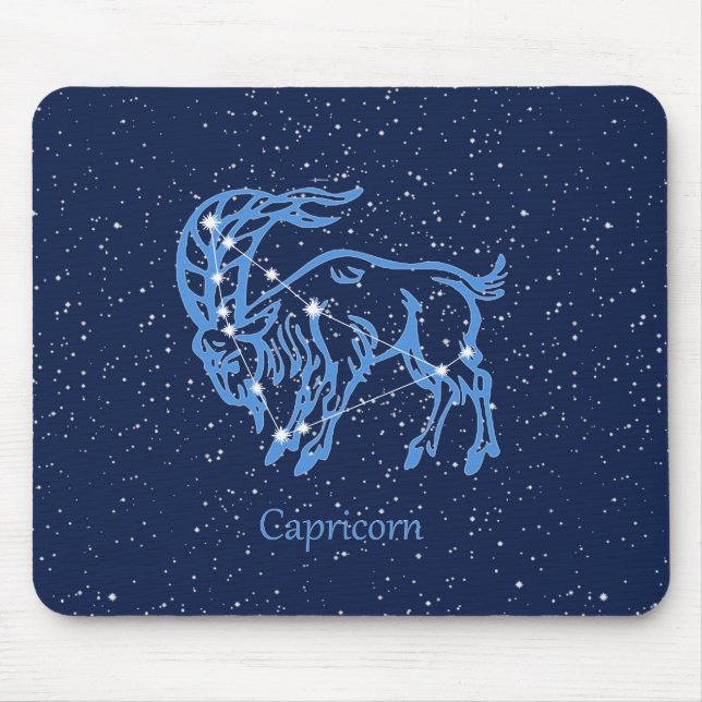 Alfombrilla De Ratón Constelación de capricornio y Rótulo zodiaco con e (Frente)