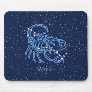 Alfombrilla De Ratón Constelación de Escorpio y signo zodiacal con estr