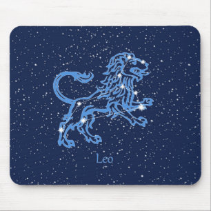 Alfombrilla De Ratón Constelación de Leo y signo del zodiaco con estrel