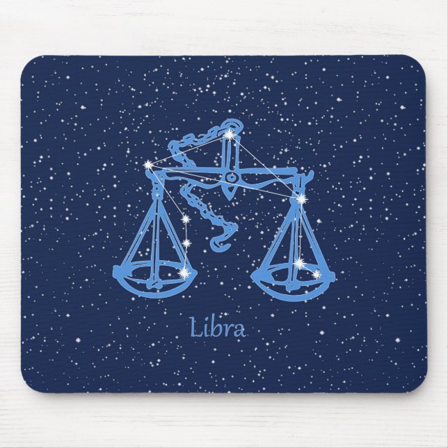 Alfombrilla De Ratón Constelación de Libra y Rótulo Zodiaco con estrell (Frente)