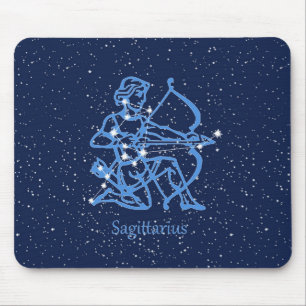 Alfombrilla De Ratón Constelación de Sagitario y signo zodiacal con est