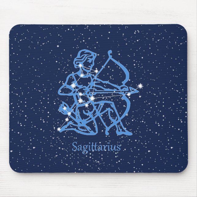 Alfombrilla De Ratón Constelación de Sagittarius y Rótulo de Zodiac con (Frente)