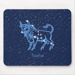Alfombrilla De Ratón Constelación de Tauro y signo zodiacal con estrell
