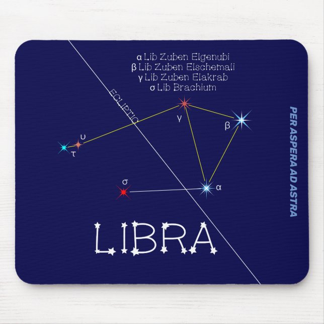 Alfombrilla De Ratón Constelación de Zodiac Libra (Frente)