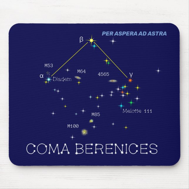 Alfombrilla De Ratón Constelación del hemisferio norte Coma Berenices (Frente)