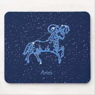 Alfombrilla De Ratón Constelación y signo zodiacal de Aries con estrell