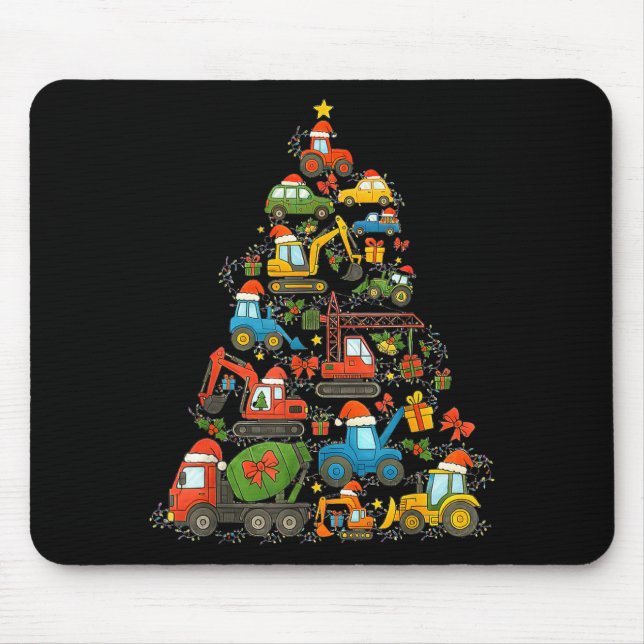 Alfombrilla De Ratón Construction Truck Christmas Tree Christmas Kids B (Frente)