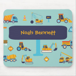 Alfombrilla De Ratón Construction Truck Mouse Pad for Kids with Name