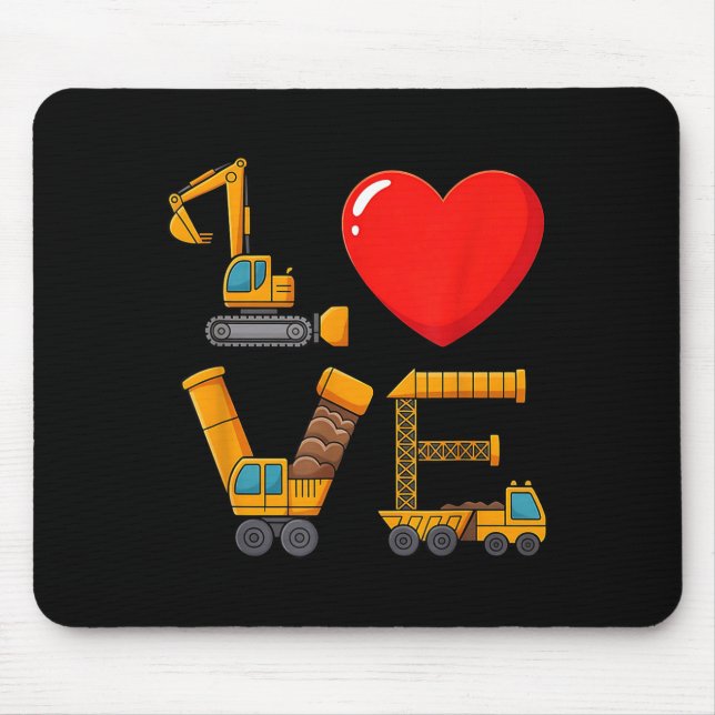 Alfombrilla De Ratón Construction Valentine Love Spelled With Trucks Ex (Frente)
