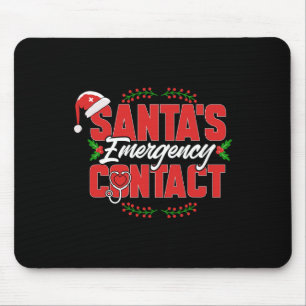 Alfombrilla De Ratón Contacto de emergencia de navidades Santa. Enferme