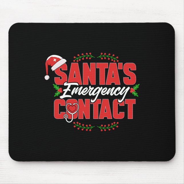 Alfombrilla De Ratón Contacto de emergencia de navidades Santa. Enferme (Frente)