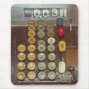 Alfombrilla De Ratón Contador del dinero viejo - caja registradora