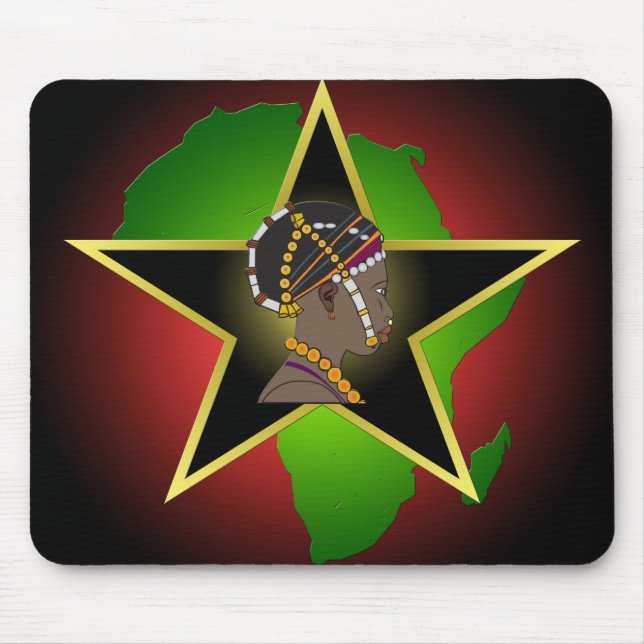 Alfombrilla De Ratón Continente y estrella de la mujer africana (Frente)