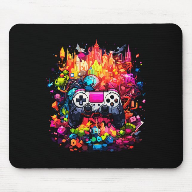 Alfombrilla De Ratón Controlador de videojuegos con salpicaduras de teñ (Frente)