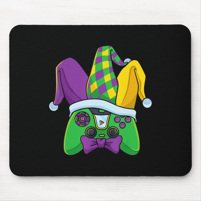 Alfombrilla De Ratón Controlador de videojuegos Mardi Gras Jester Gorra (Frente)