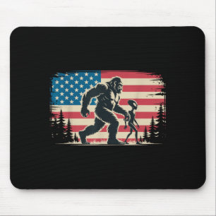 Alfombrilla De Ratón Cool Bigfoot Alien Bandera Americana Patriótica Us