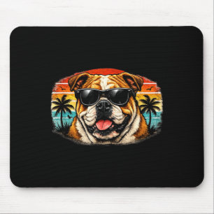 Alfombrilla De Ratón Cool bulldog retro puesta de sol verano vibracione