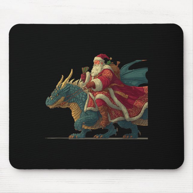 Alfombrilla De Ratón Cool Festive Dragon With Riding Santa Claus Look  (Frente)
