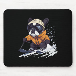 Alfombrilla De Ratón Cool French Bulldog esquiando invierno divertido p