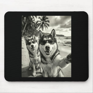 Alfombrilla De Ratón Cool husky siberiano divertido perro selfie playa