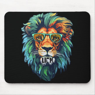 Alfombrilla De Ratón Cool King – León Colorido con Diseño de Gafas de S