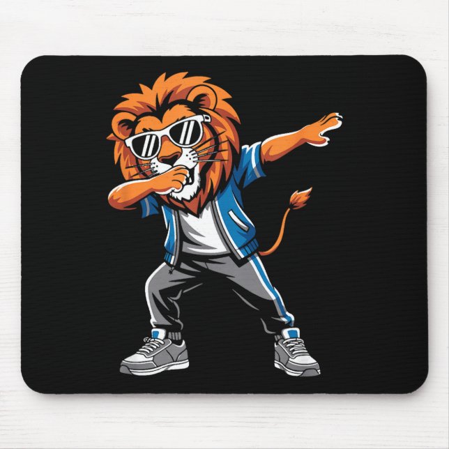 Alfombrilla De Ratón Cool Lion Dabbing Gift For Men Women Boys Girls Ki (Frente)
