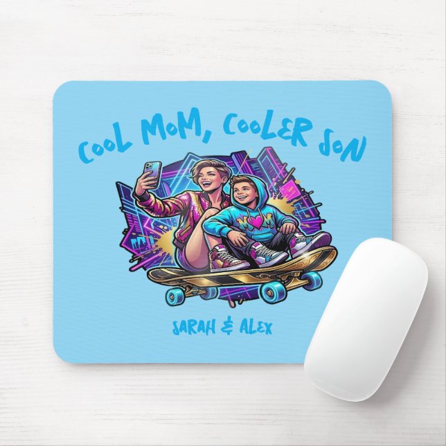 Alfombrilla De Ratón Cool Mom Cooler Son | Custom Name Retro Mousepad (Con ratón)