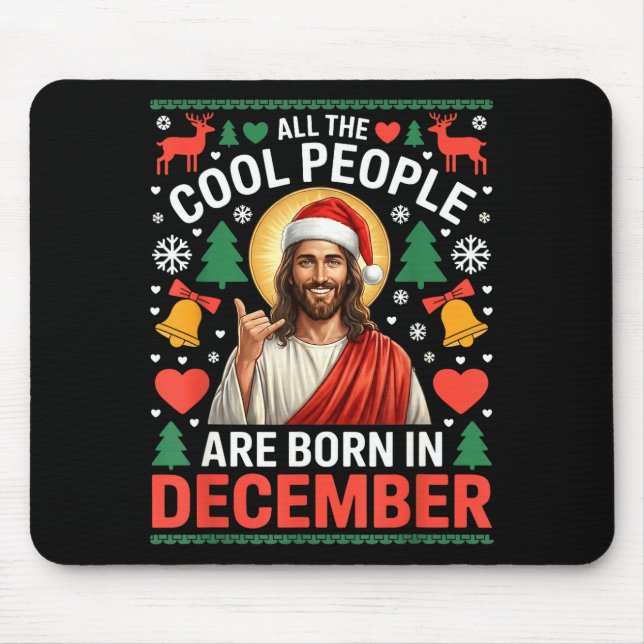 Alfombrilla De Ratón Cool People Are Born In December Christian Christm (Frente)