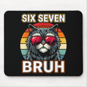 Alfombrilla De Ratón Cool Retro Seis Siete Hermano Gato Gafas Meme 67