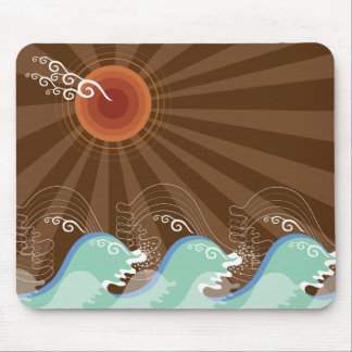 Alfombrilla De Ratón Cool Waves Tropical Summer Sun Brown Stripes Beach