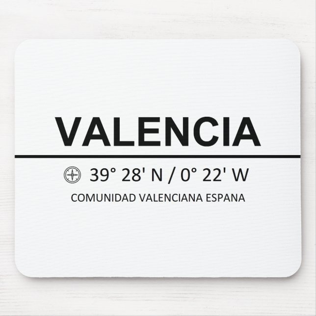 Alfombrilla De Ratón Coordenadas Valencia (Frente)