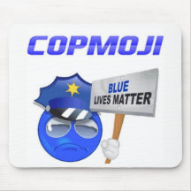 CopMoji - cojín de ratón azul de la materia de las