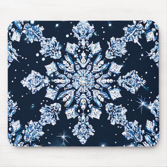 Alfombrilla De Ratón Copo de nieve 3d azul (Frente)